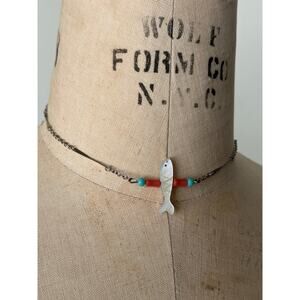 Vintage Silver Choker with Carved Fish